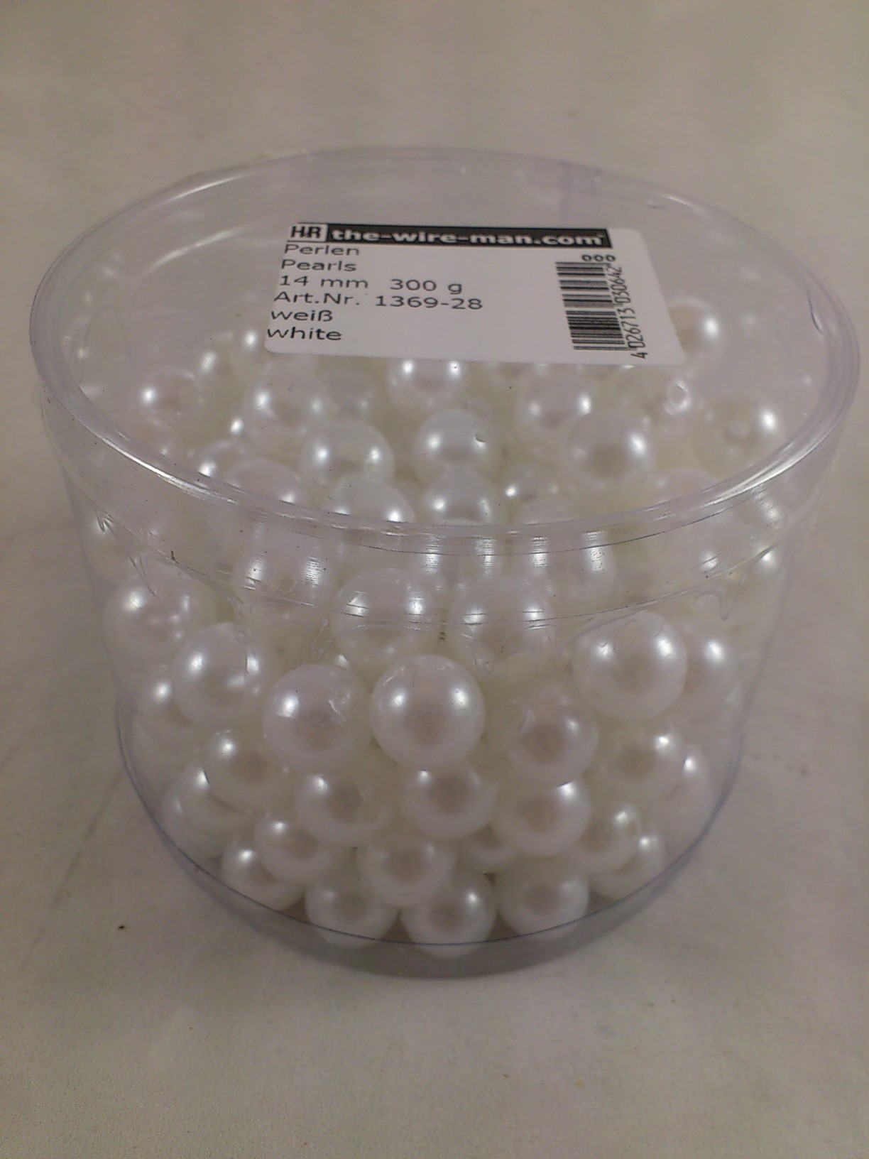 Perlen weiss 14 mm. 210 st.